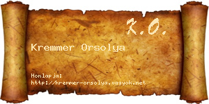 Kremmer Orsolya névjegykártya